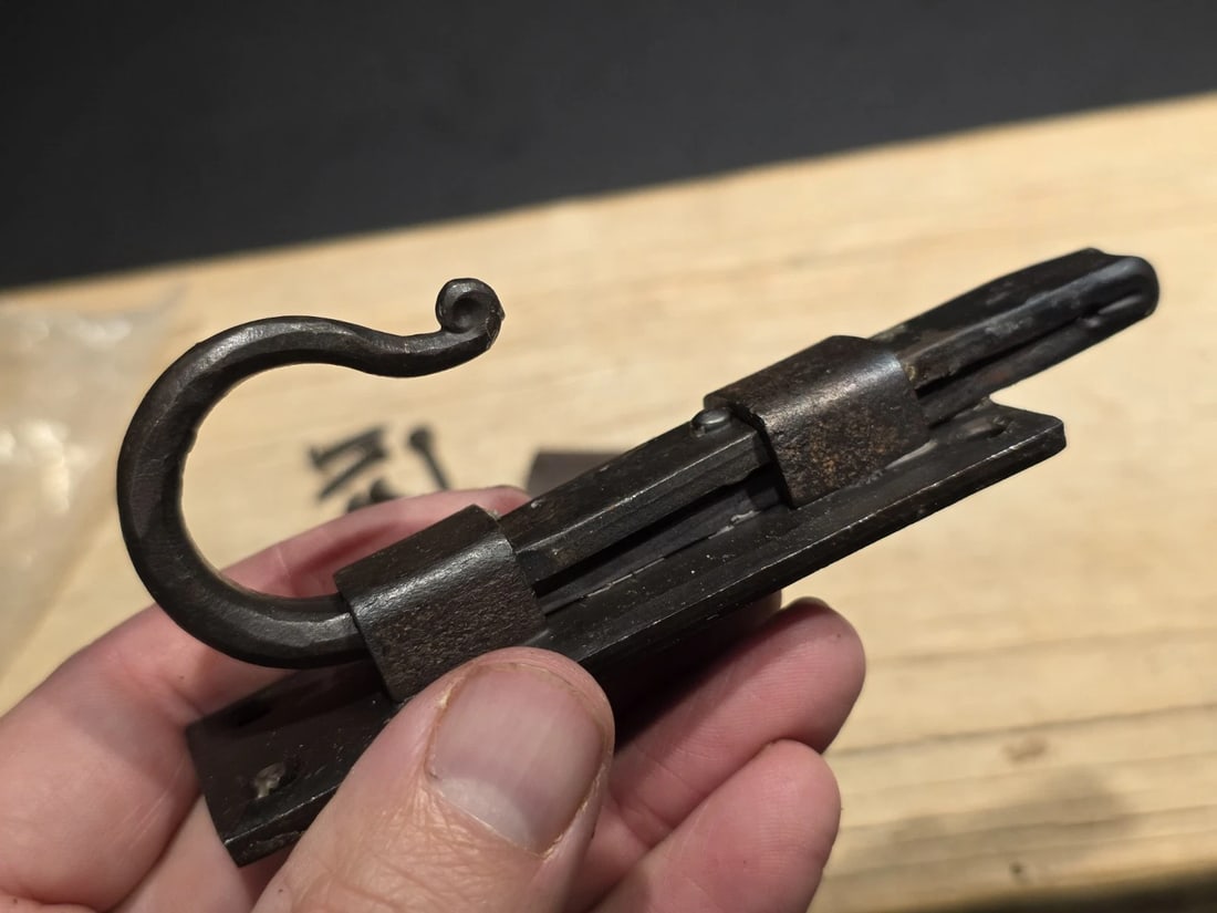 Hand Forged Wrought Iron Slide Latch Rustic Barrel Bolt - 10