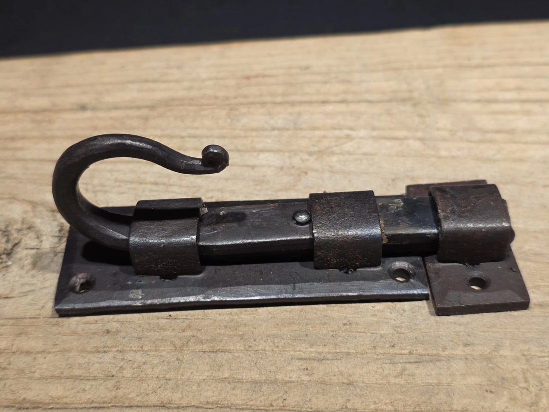 Hand Forged Wrought Iron Slide Latch Rustic Barrel Bolt - 11