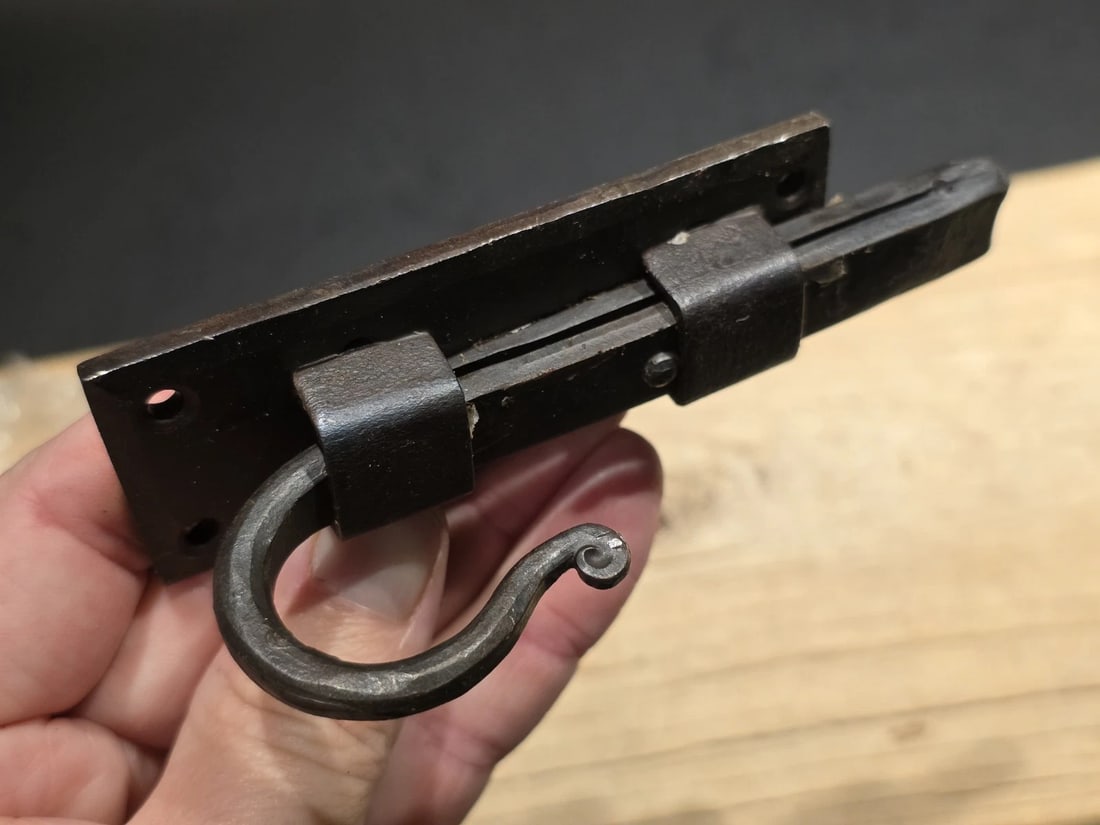 Hand Forged Wrought Iron Slide Latch Rustic Barrel Bolt - 2