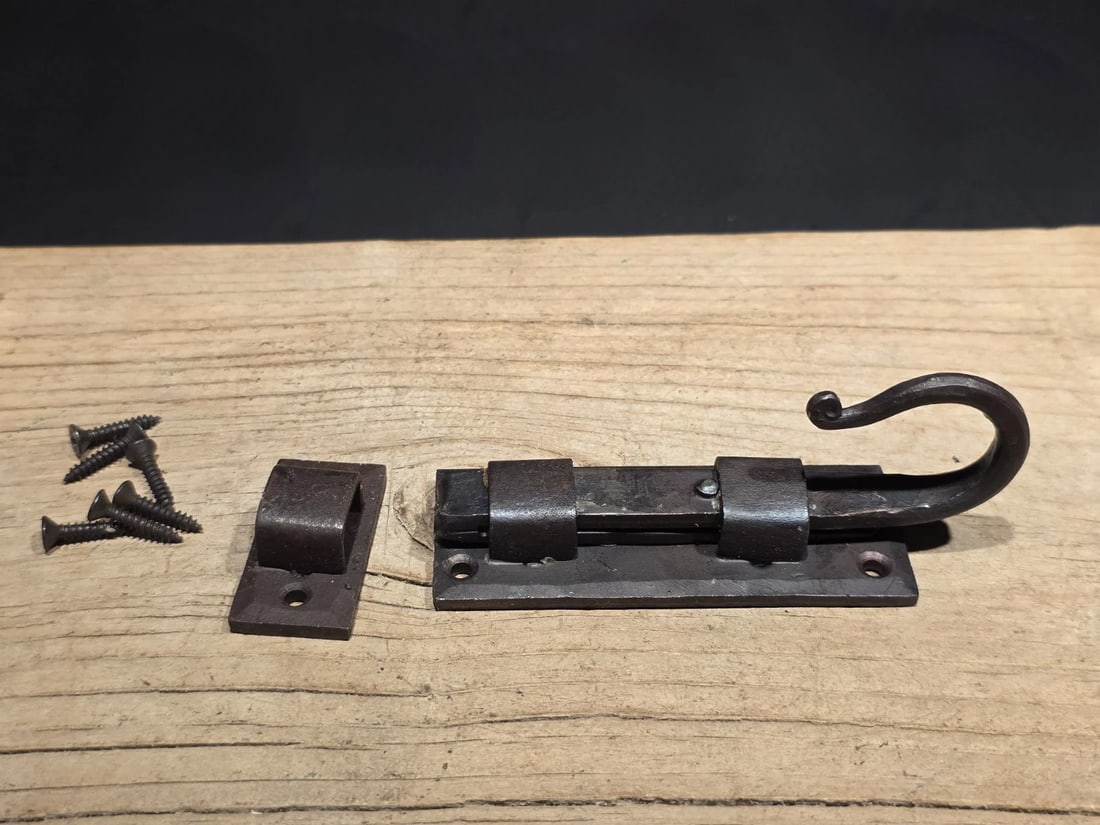 Hand Forged Wrought Iron Slide Latch Rustic Barrel Bolt - 3