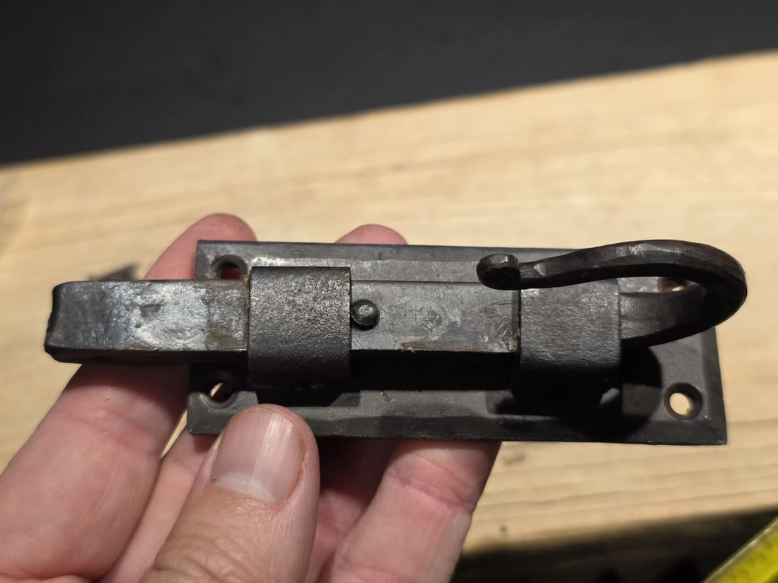 Hand Forged Wrought Iron Slide Latch Rustic Barrel Bolt - 7