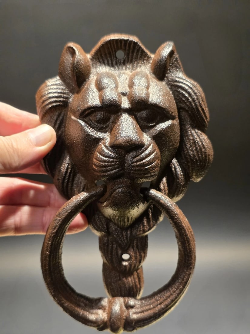 7" Lion Head Cast Iron Door Knocker - 2