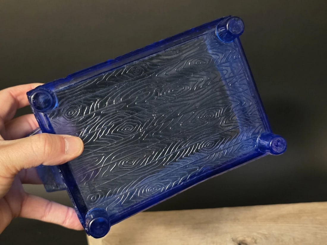 Cobalt Blue Depression Glass Cabin Candy Dish Box - 13