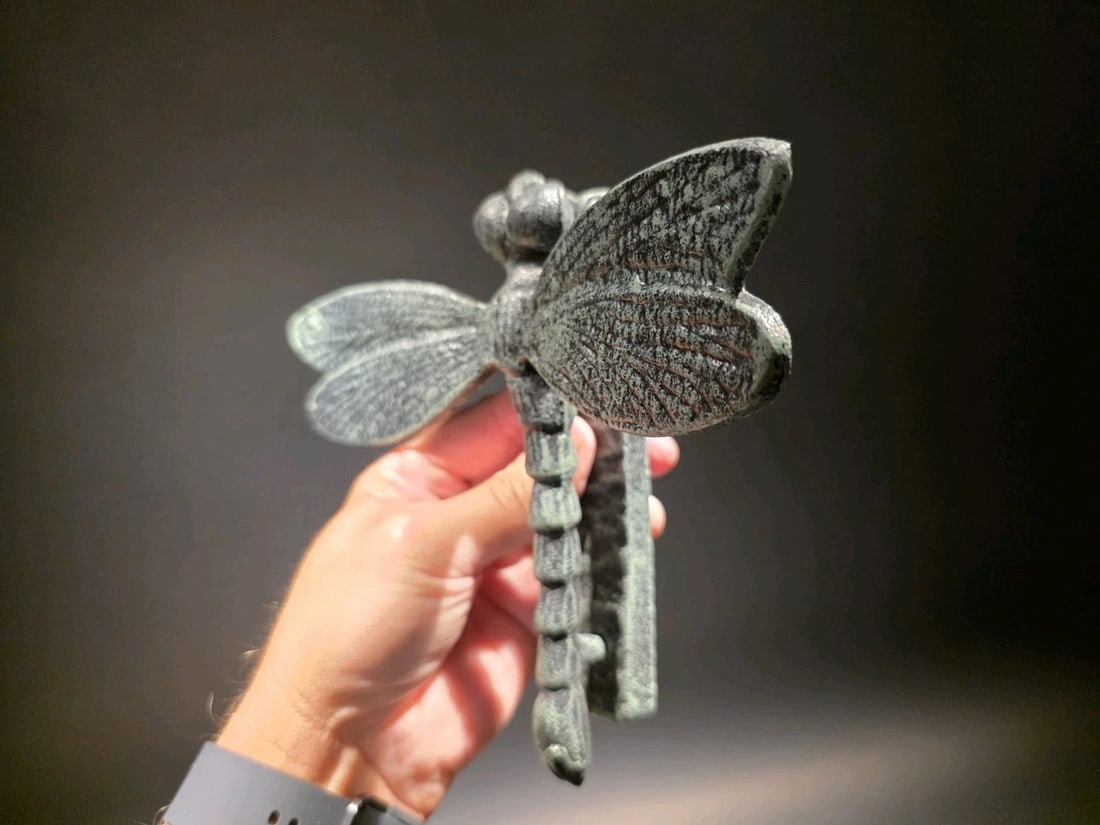 7" Verdigris Cast Iron Dragonfly Door Knocker - 5