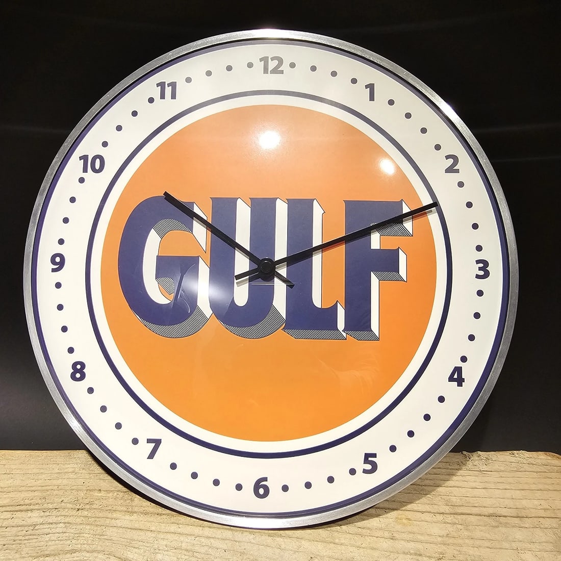 12" Round Gulf Oil Wall Clock Sign - 3