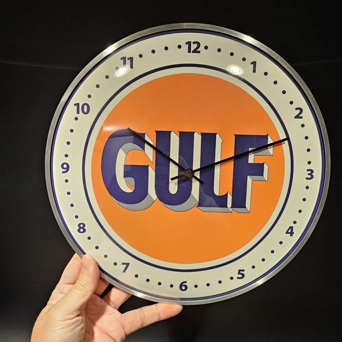 12" Round Gulf Oil Wall Clock Sign - 7