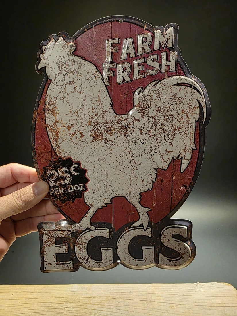 11" Metal Fresh Eggs Sign - 11