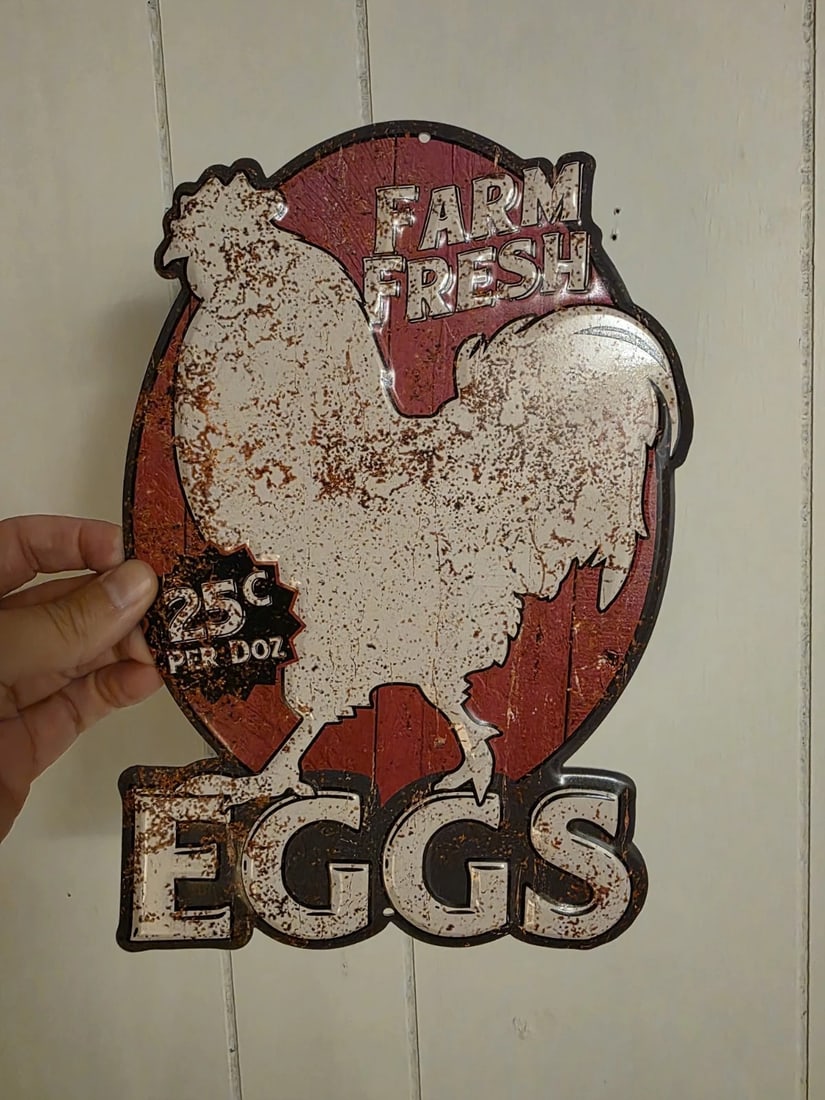 11" Metal Fresh Eggs Sign - 3