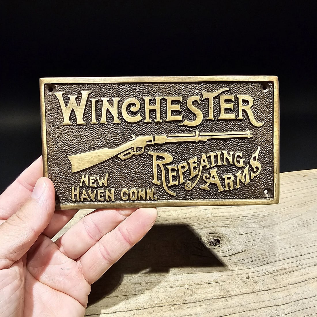 6 5/8" Brass Winchester Plaque Sign - 11