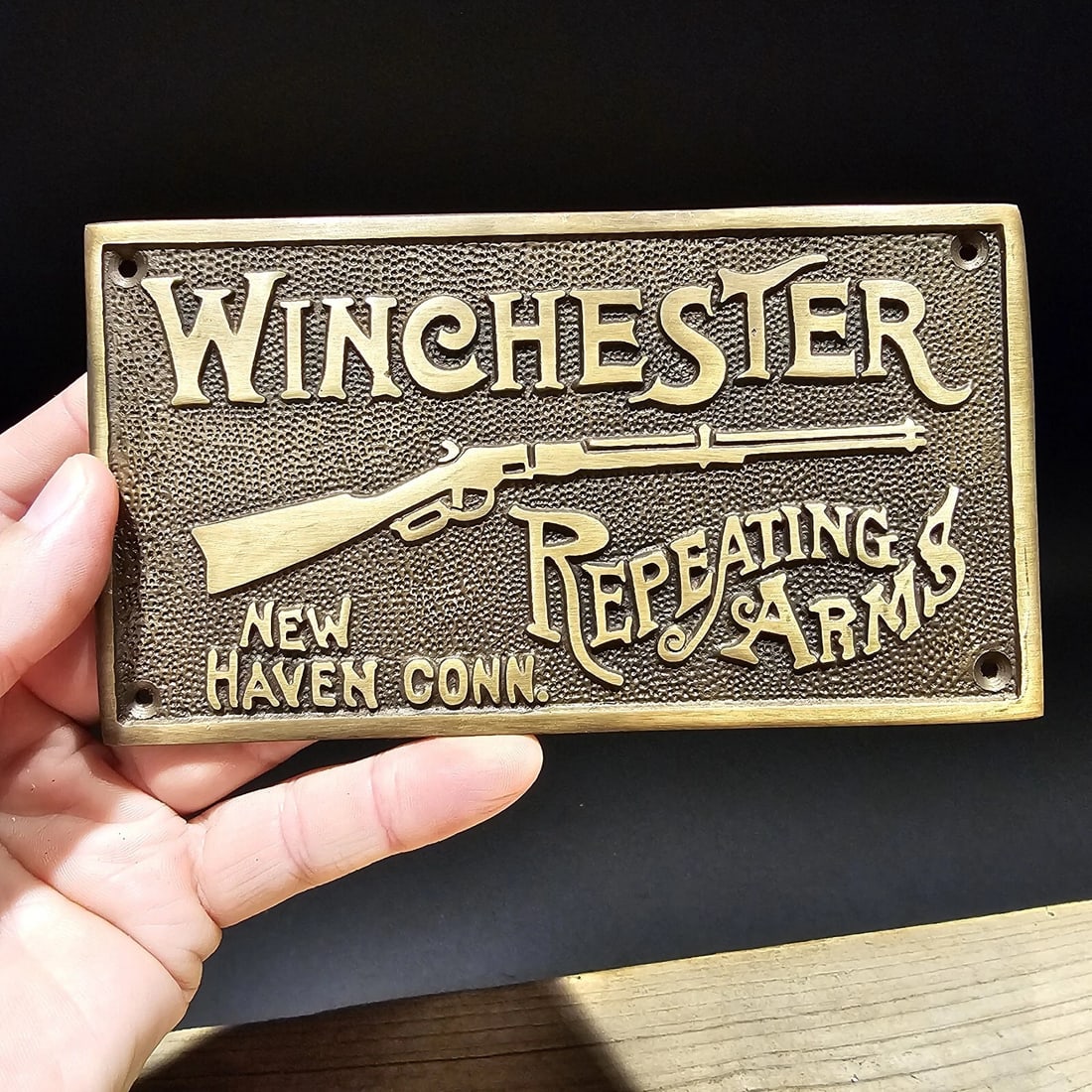 6 5/8" Brass Winchester Plaque Sign - 12