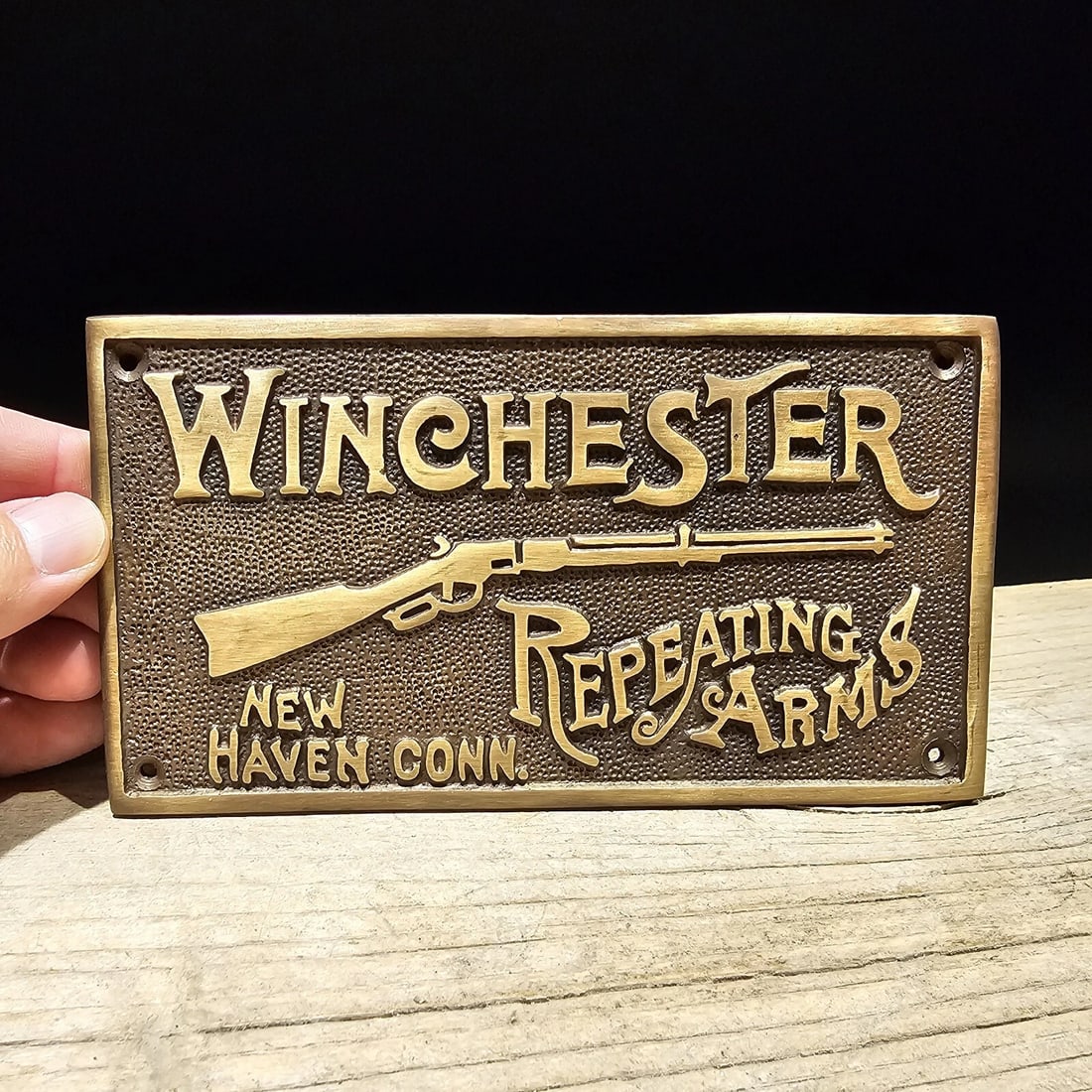 6 5/8" Brass Winchester Plaque Sign - 8