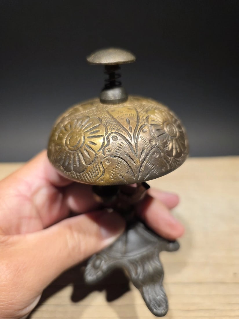 Ornate Brass Table Desk Bell - 8