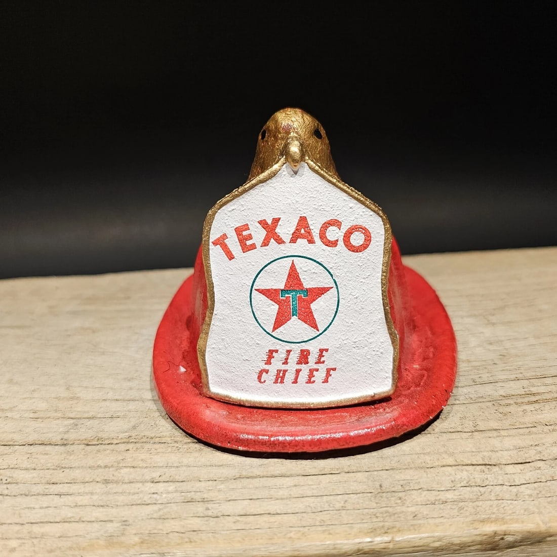 Miniature Cast Iron Texaco Fireman Helmet - 9