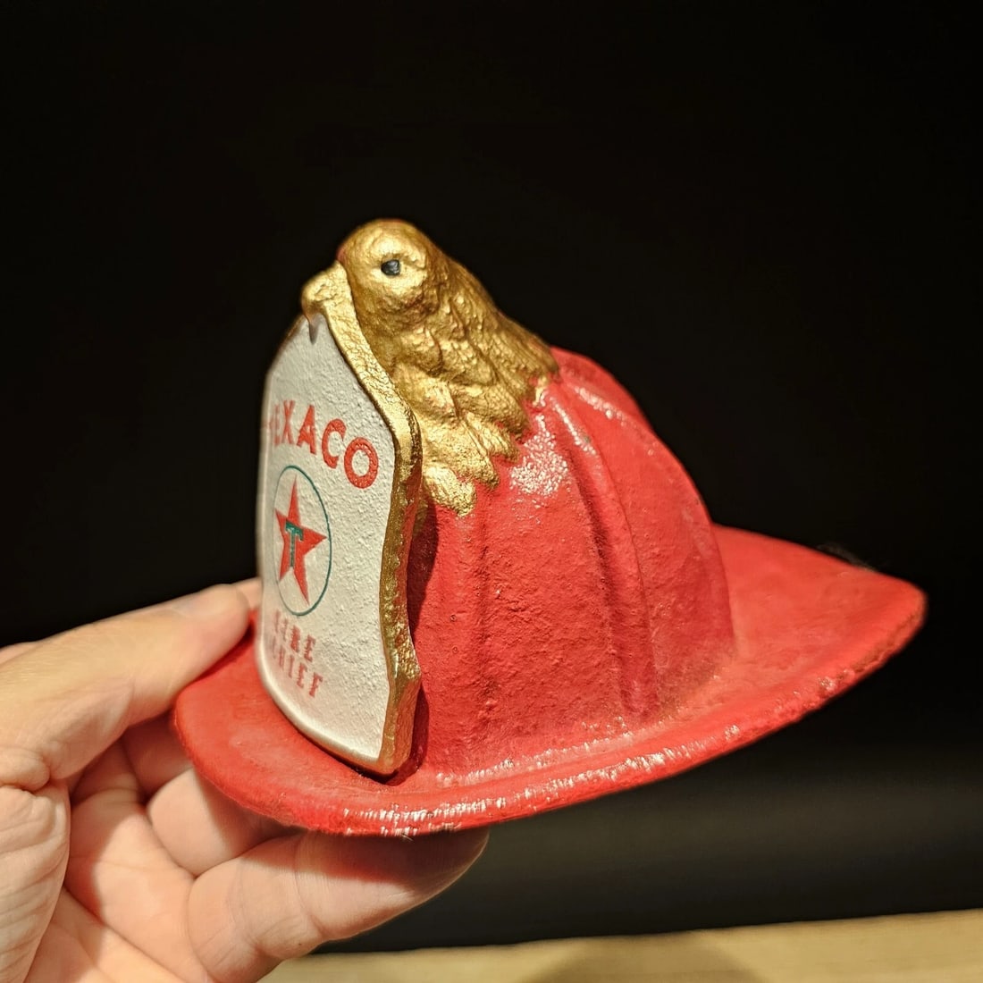 Miniature Cast Iron Texaco Fireman Helmet - 10