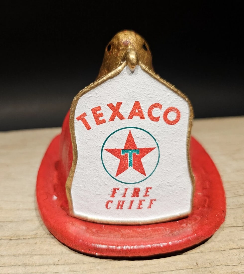 Miniature Cast Iron Texaco Fireman Helmet - 2