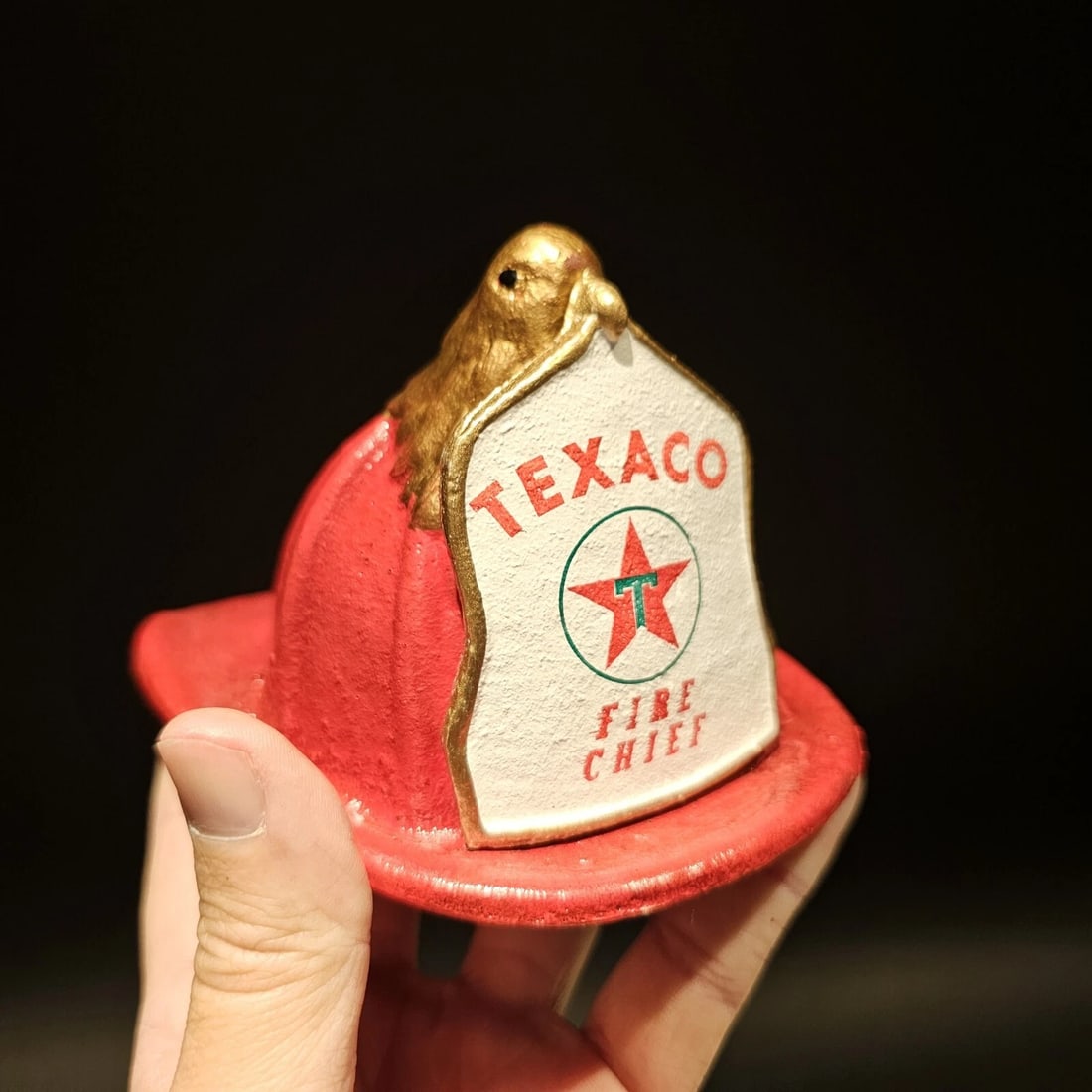 Miniature Cast Iron Texaco Fireman Helmet - 5