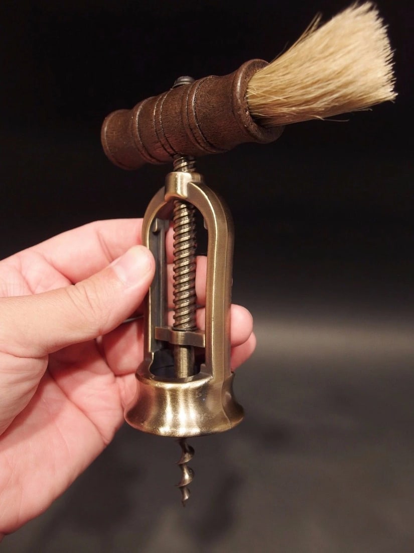Open Frame Corkscrew w Brush Wine Bottle Opener - 9