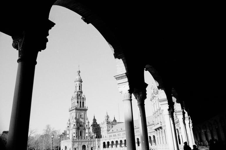 Plaza De Espana Spainish Square, Seville - Silver Gelatin: Title: Plaza De Espana Spainish Square, Seville - Silver Gelatin Description: Title: Plaza De Espana Spainish Square, Seville - Silver Gelatin Photograph - Limited Edition of 10 Artist: Paul Cooklin O