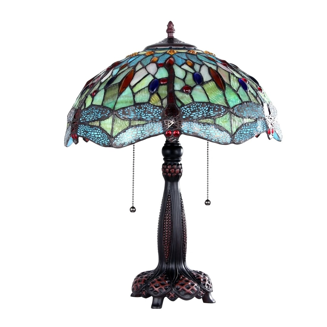21" Stained Glass Dragonfly Table Lamp - 2