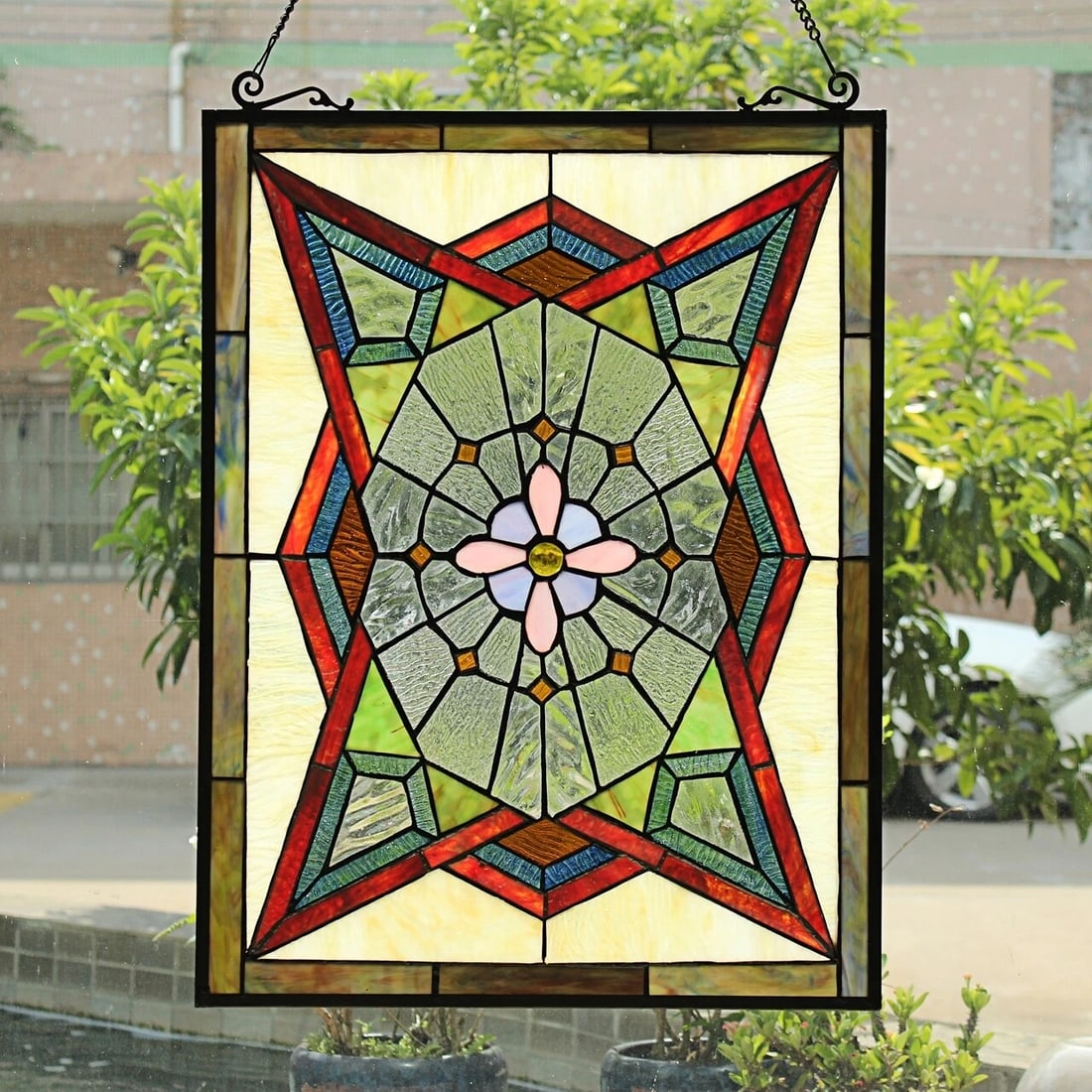 25" Stained Glass Window Hanging Panel Suncatcher - 7