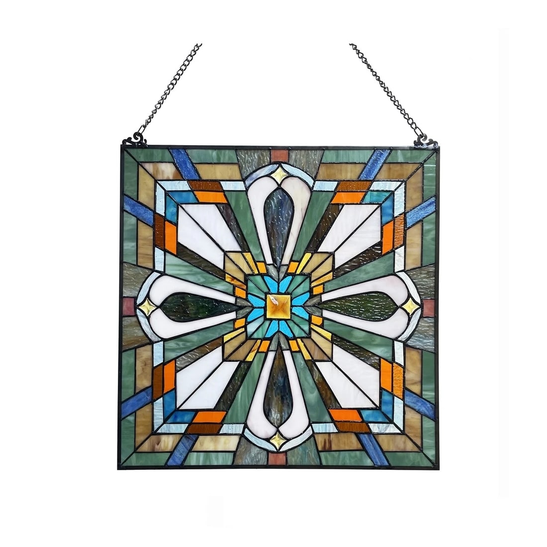 20" Square Panel Stained Glass Window Hanging Panel Suncatcher - 2