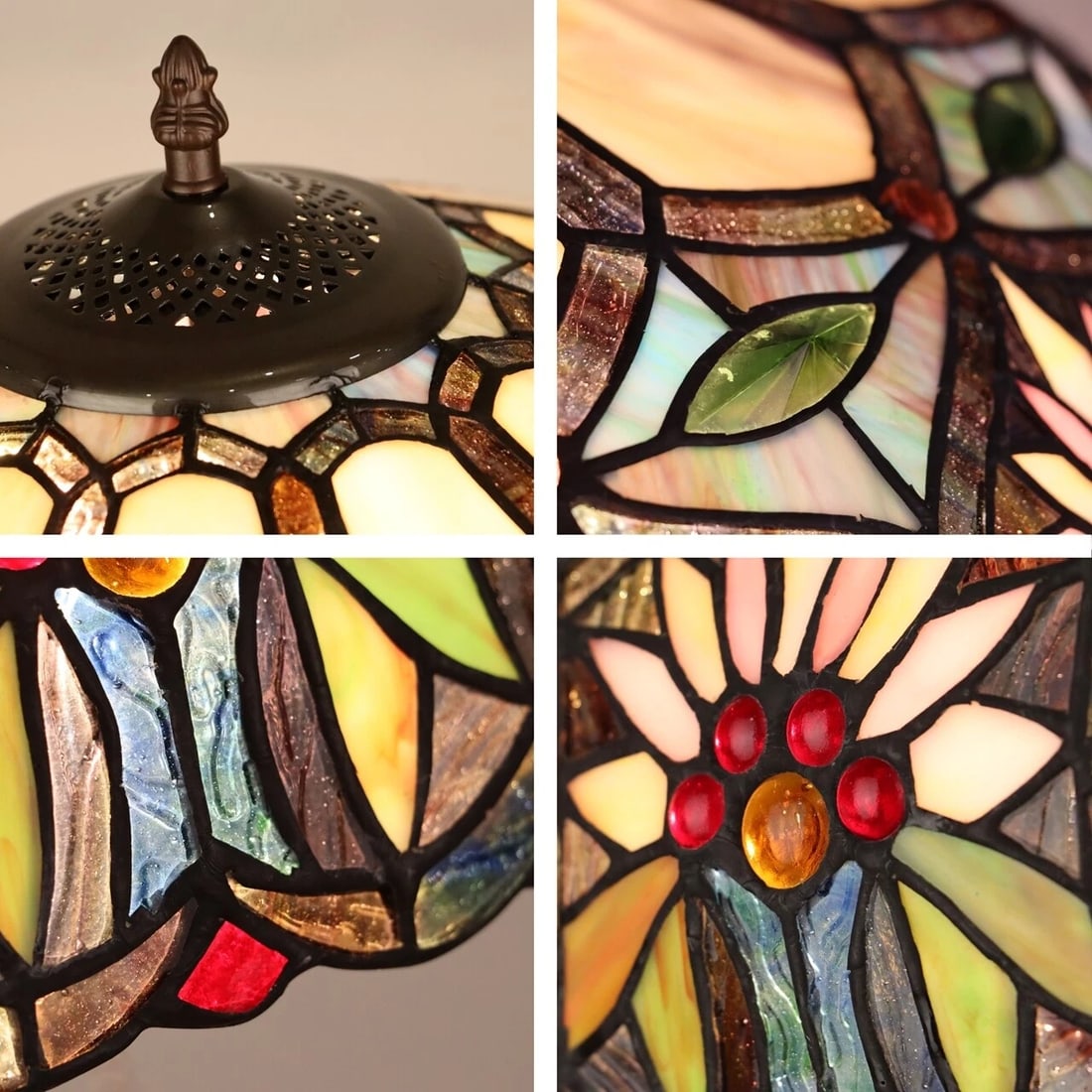 24" Stained Glass Lighted Base Table Lamp - 5