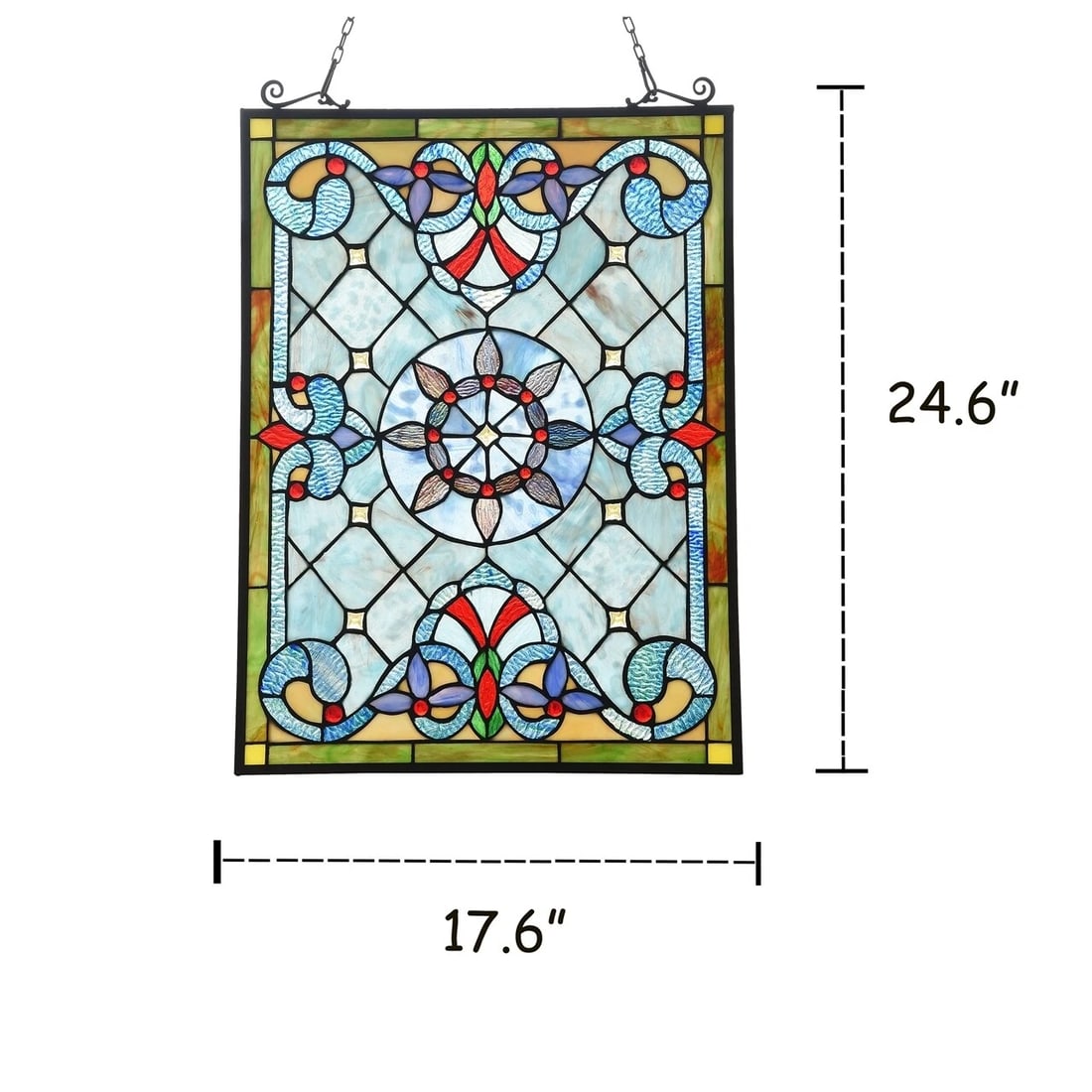 24.6" Rectangle Stained Glass Window Hanging Panel Suncatcher - 4