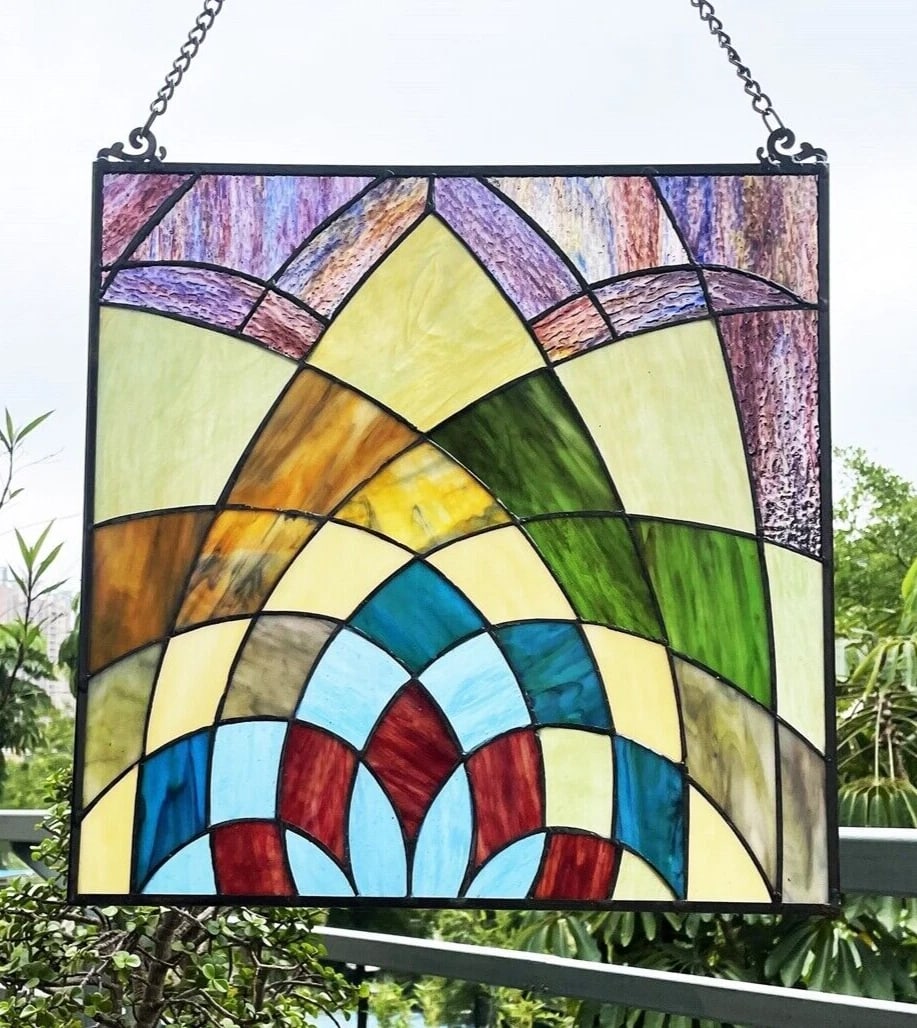 16" Stained Glass Hanging Window Pane Panel Suncatcher - 5