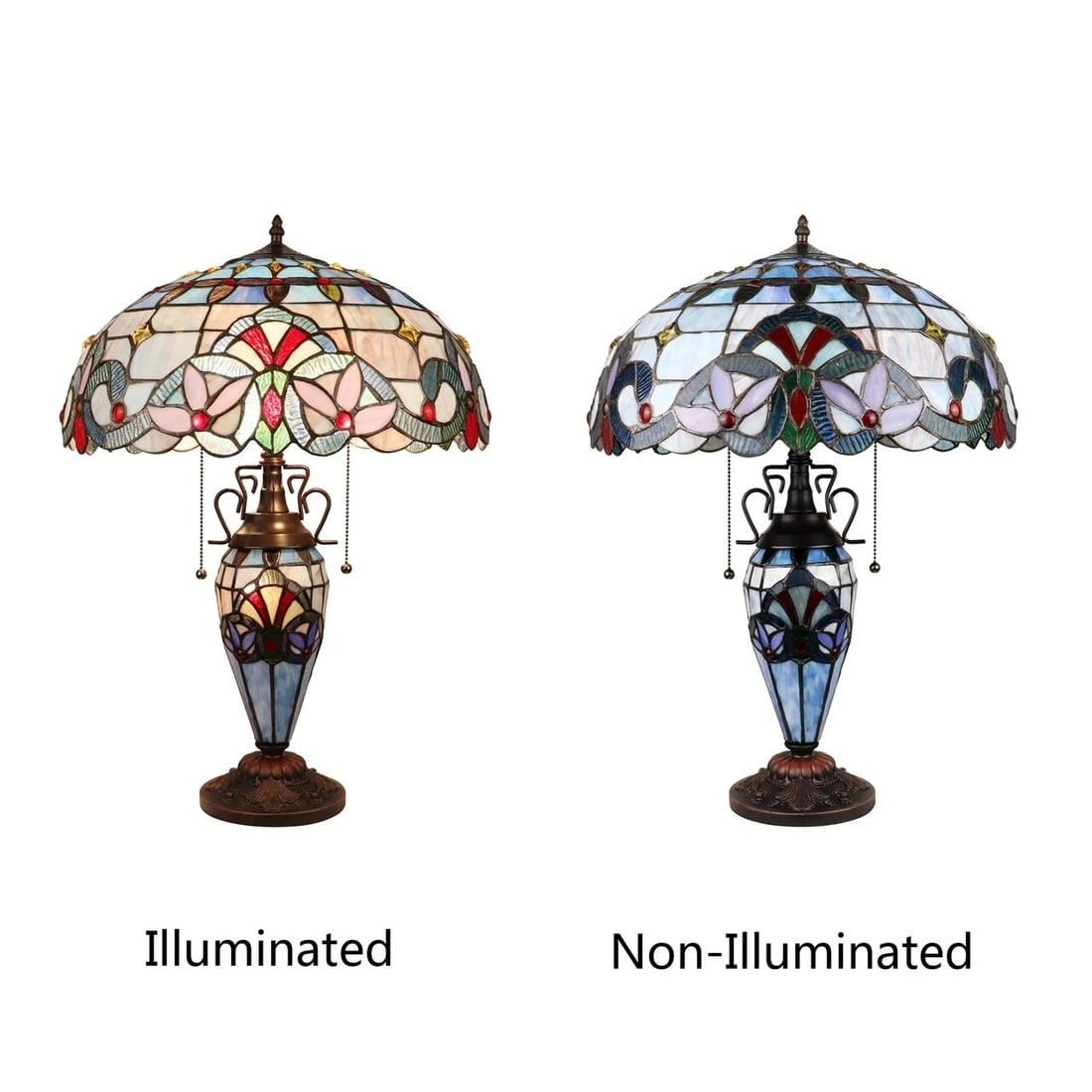 25" Stained Glass Lighted Base Table Lamp - 4
