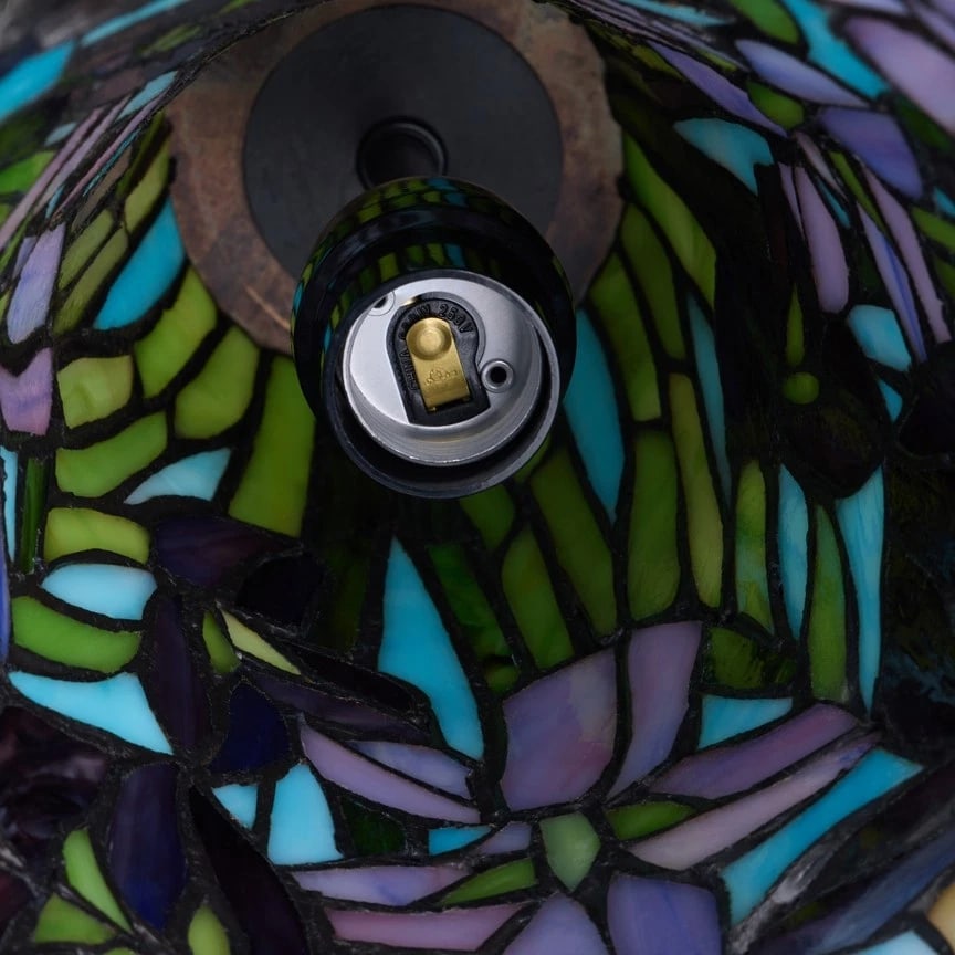 13.5"H Stained Glass Iris Up Light Table Lamp - 9