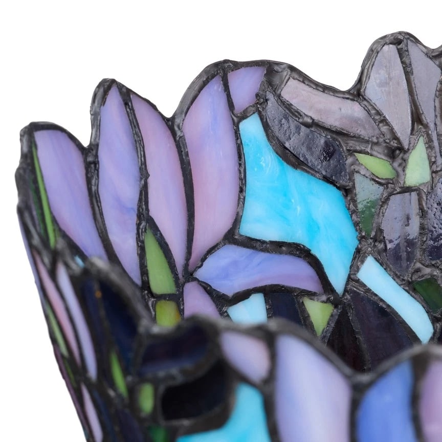 13.5"H Stained Glass Iris Up Light Table Lamp - 8