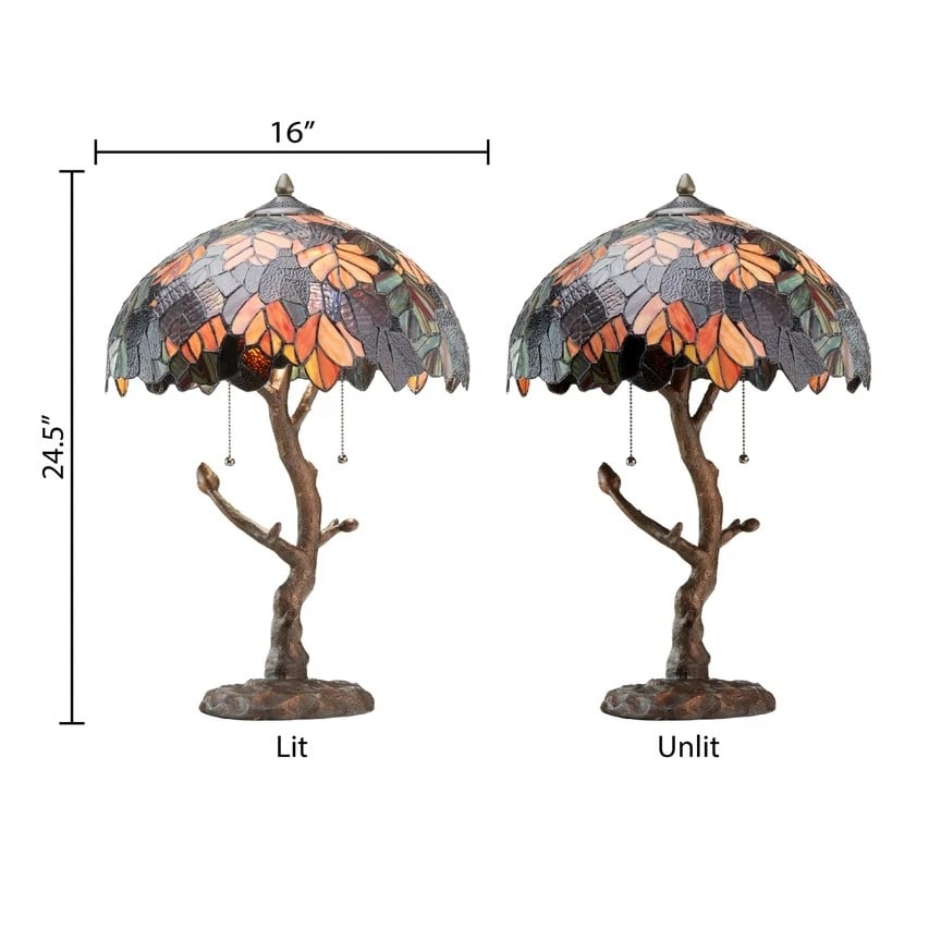 24.5"H Fall Tree Stained Glass Table Lamp - 4
