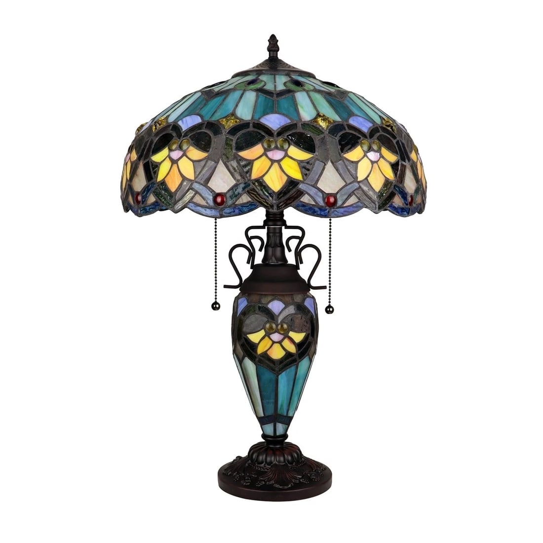 23.6" Stained Glass Lit Base Table Lamp - 2
