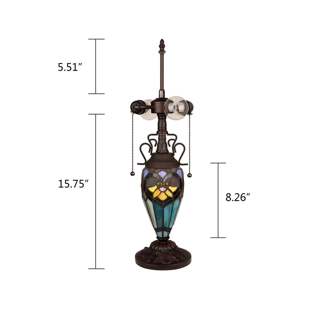 23.6" Stained Glass Lit Base Table Lamp - 6