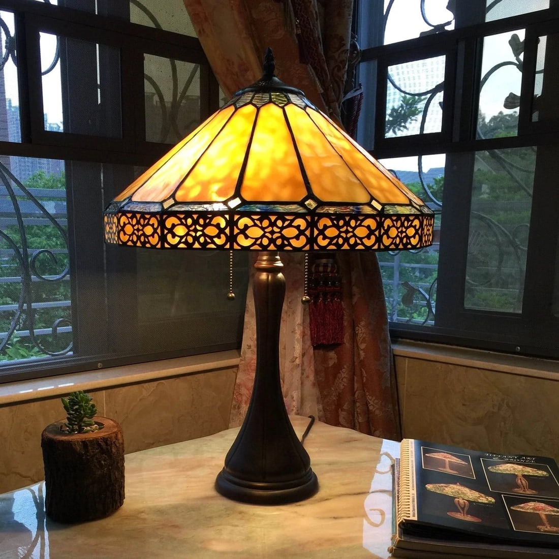 23" Stained Glass Mission Craftsman Style Table Lamp - 6
