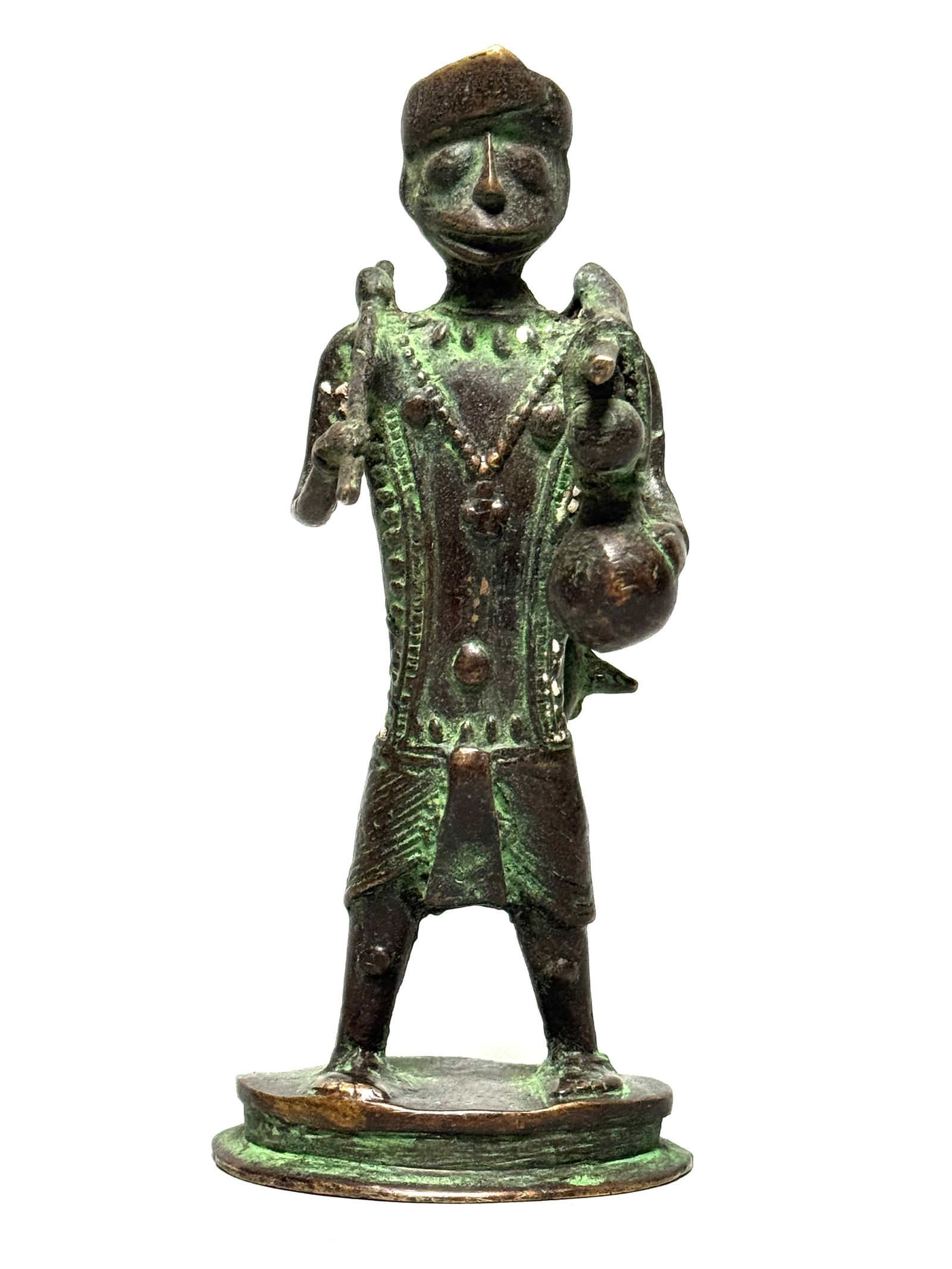 Bronze Dhokra Sculpture - India: Title: Bronze Dhokra Sculpture - India Description: This exquisite and very rare handmade Dhokra sculpture depicts a hunter and is a stunning example of the ancient "lost-wax casting" technique.