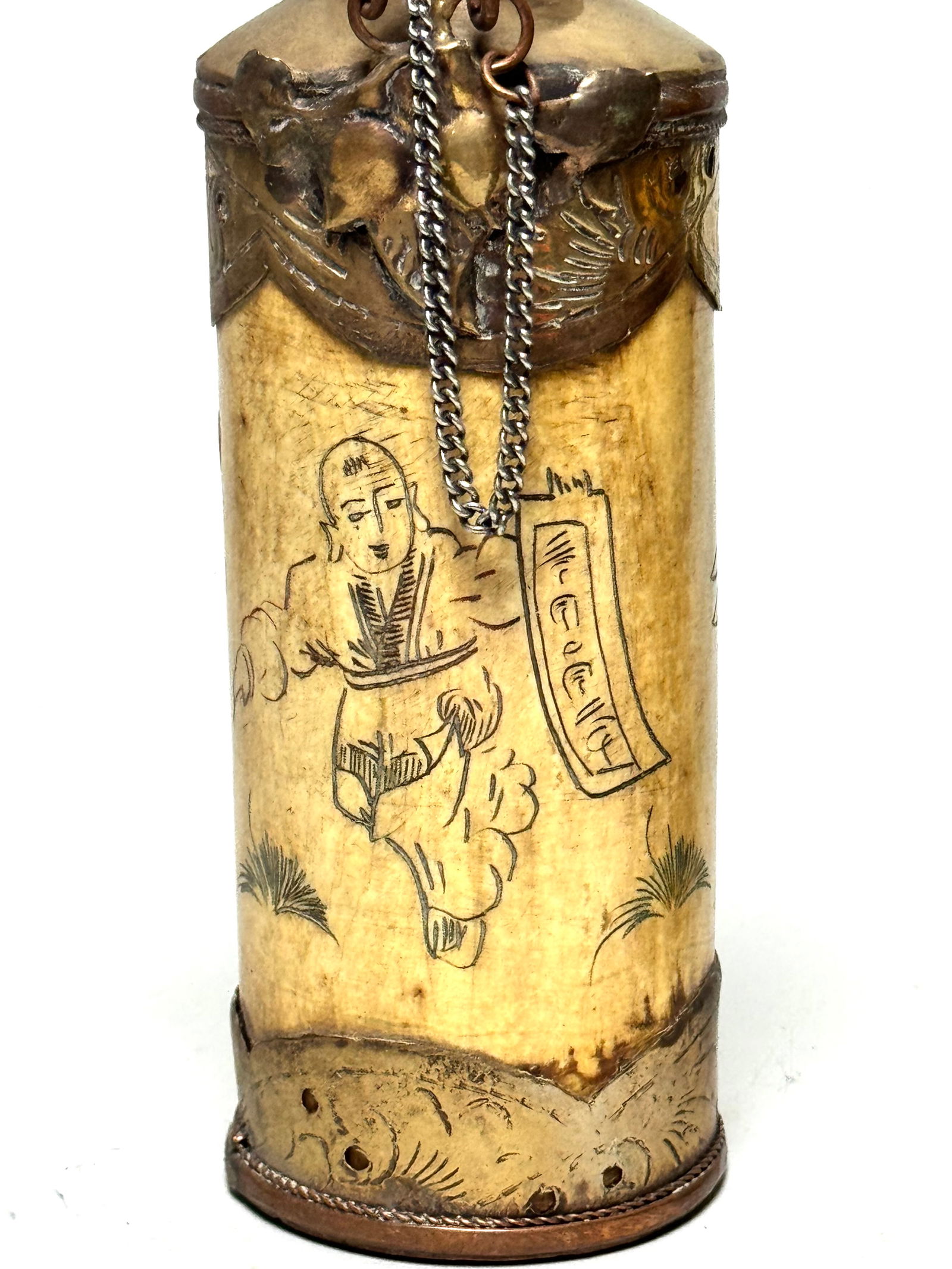 2 Old Chinese Theepots made of bone and brass 1950 - 10