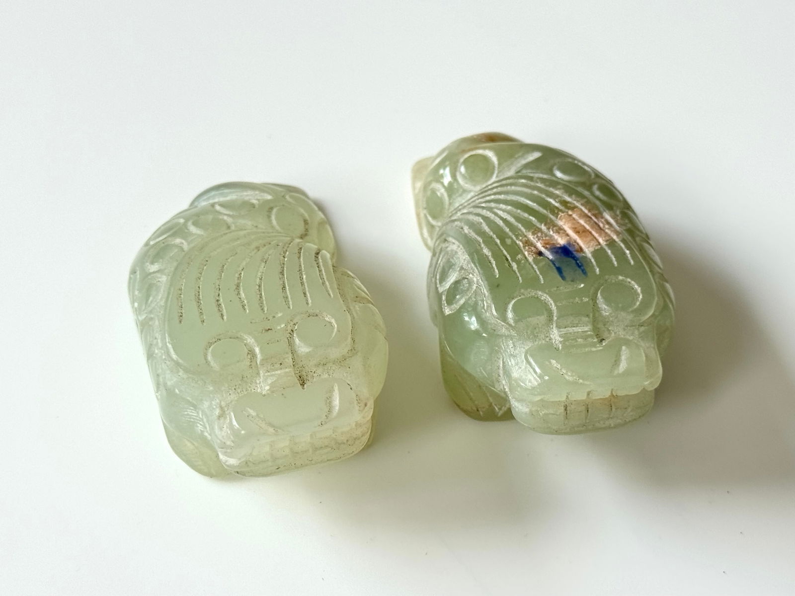 Jade pair Foo dogs - China - 10