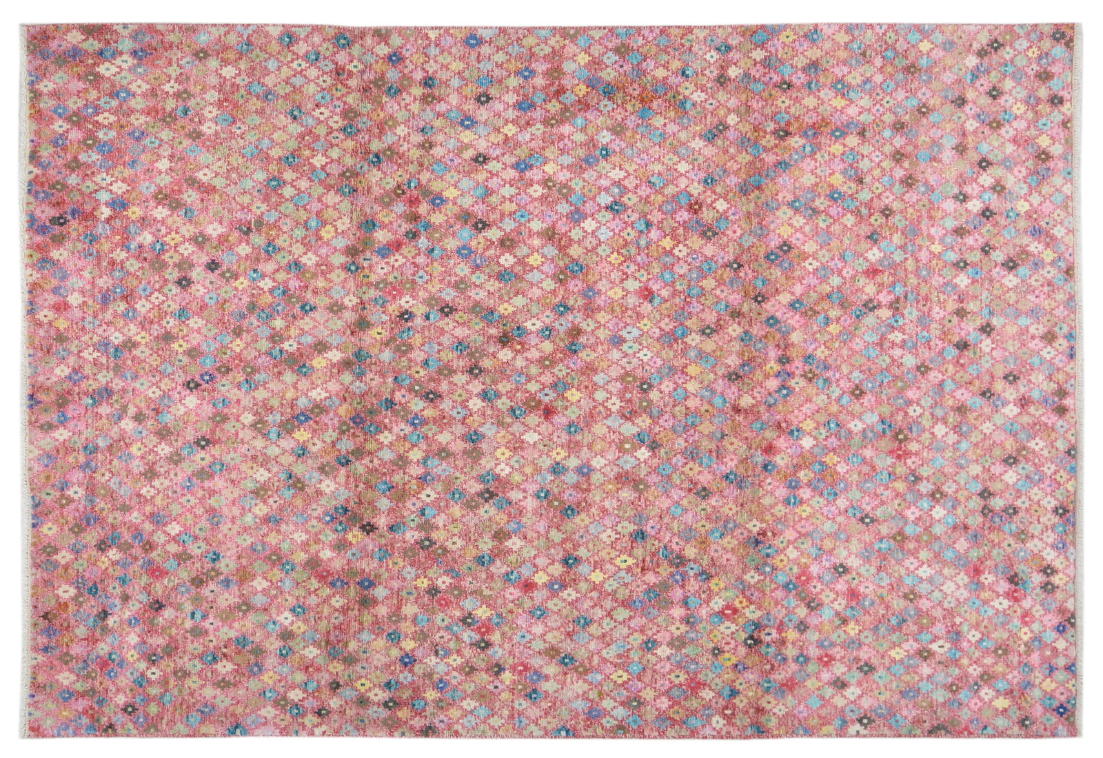 MOROCCAN HAND KNOTTED WOOL RUG: Title: MOROCCAN HAND KNOTTED WOOL RUG Size: 6'6X9'3 Age: NEW Origin: MOROCCAN Style: MODERN Material: WOOL Care: PROFESSIONAL Structure: HAND KNOTTED Design: MOROCCAN Reserve: $750.00 Shipping:<