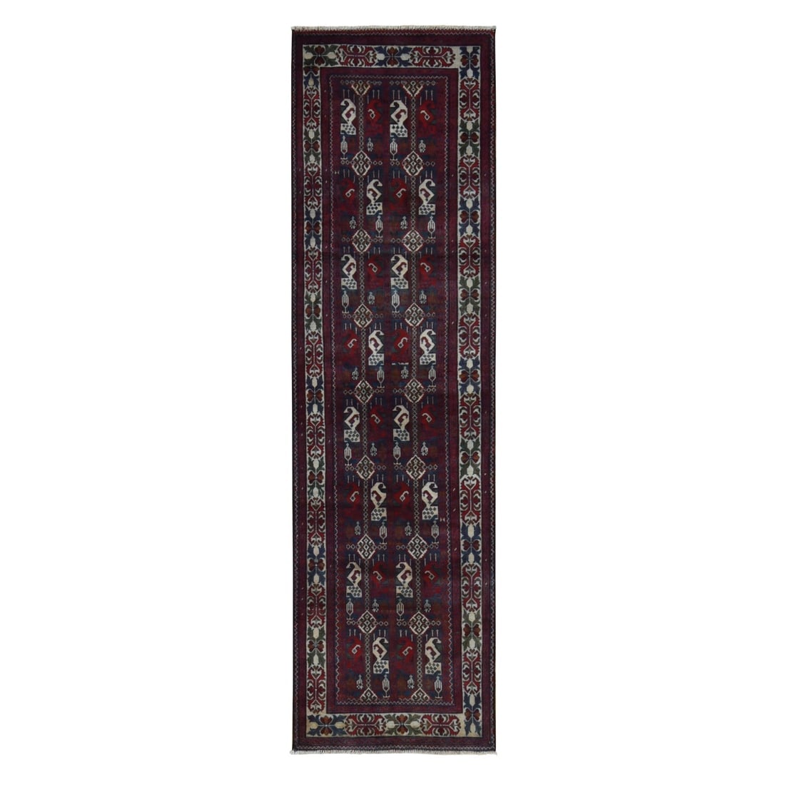 Falcons Red, Afghan Khamyab, Shiny Wool Hand Knotted Runner Rug: Title: Falcons Red, Afghan Khamyab, Shiny Wool Hand Knotted Runner RugDescription: This is a truly genuine one-of-a-kind. It has been Knotted for months and months in the centuries-old weaving