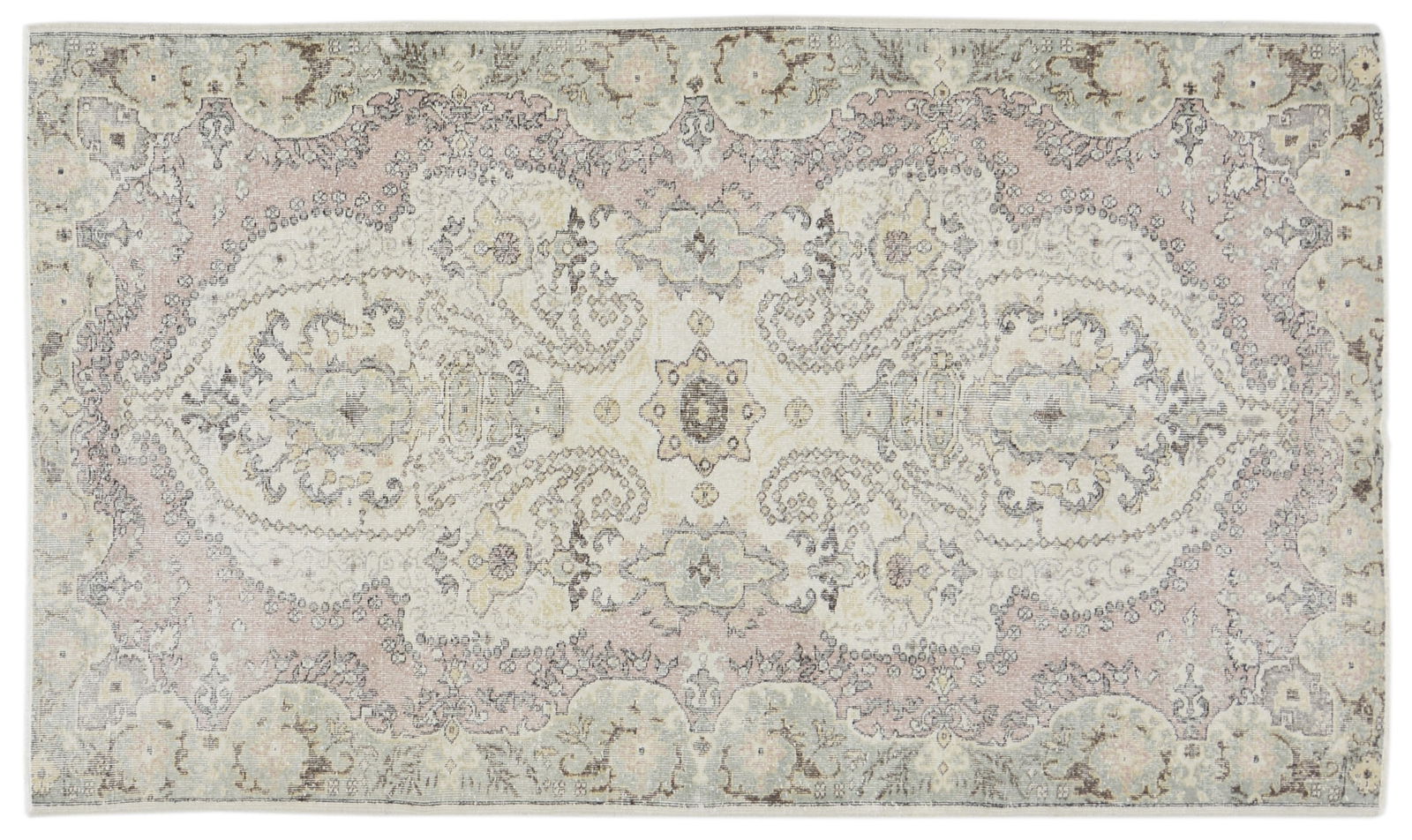 TURKISH HAND KNOTTED WOOL RUG: Title: TURKISH HAND KNOTTED WOOL RUG Size: 5'4X9'5 Age: VINTAGE Origin: TURKISH Style: ANATOLIAN Material: WOOL Care: PROFESSIONAL Structure: HAND KNOTTED Design: ANATOLIAN Reserve: $300.00 Shipping