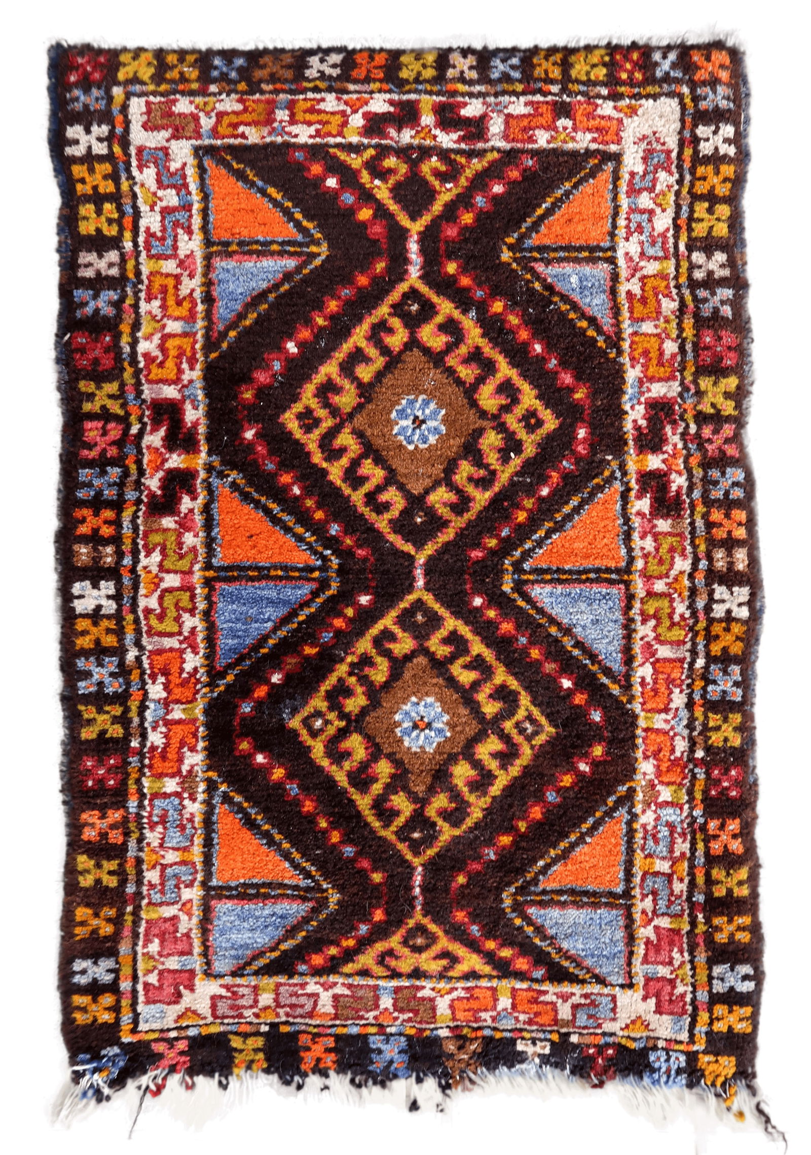 Handmade Vintage Turkish Yastik Rug 1.7' x 2.6' (54cm x 80cm), 1950s: Title:Handmade Vintage Turkish Yastik Rug 1.7' x 2.6' (54cm x 80cm), 1950s Origin:TurkeyDimension:1.7' x 2.6' (54cm x 80cm)Materials:woolYear:1950sDescription:Condition: This rug is in its original