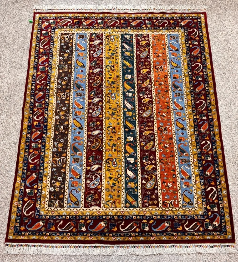 Hand-Knotted Caucasian Paisley Wool Tribal Oriental Area Rug Carpet 6' x 8'8" - 6