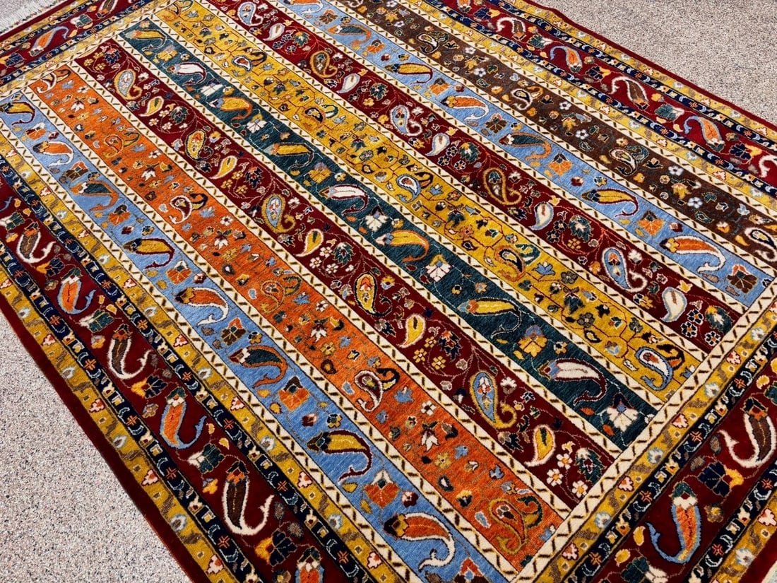 Hand-Knotted Caucasian Paisley Wool Tribal Oriental Area Rug Carpet 6' x 8'8" - 9