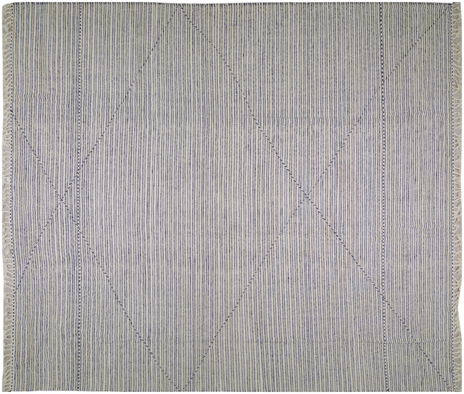 MOROCCAN FLATWEAVE WOOL RUG: Title: MOROCCAN FLATWEAVE WOOL RUG Size: 13'1X14'9 Age: NEW Origin: MOROCCAN Style: ZANAFI Material: WOOL Care: PROFESSIONAL Structure: FLATWEAVE Design: MOROCCAN/KILIMS Reserve: $1,800.00 Shipping: