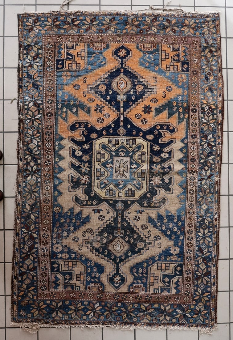 Handmade Antique Caucasian Shirvan Rug 4.1' x 6.2' (126cm x 191cm), 1900s: Title:Handmade Antique Caucasian Shirvan Rug 4.1' x 6.2' (126cm x 191cm), 1900sOrigin:RussiaDimension:4.1' x 6.2' (126cm x 191cm)Materials:woolYear:1900sDescription:Indulge in the rich history and