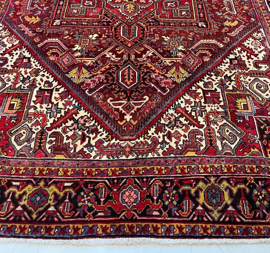 Hand Knotted Persian Heriz Tribal Wool Oriental Area Rug 8' x 11'1" - 3