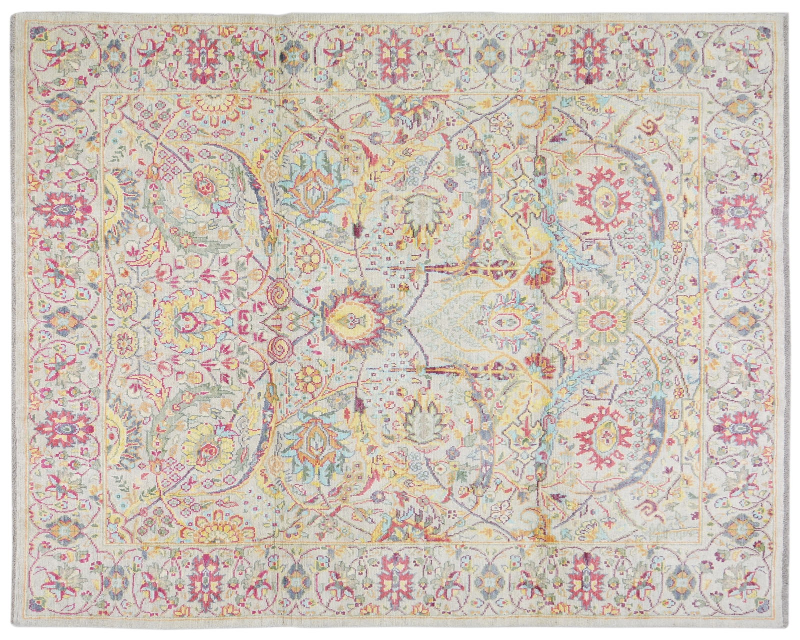 PAKISTANI HAND KNOTTED WOOL RUG: Title: PAKISTANI HAND KNOTTED WOOL RUG Size: 7'6X9'6 Age: NEW Origin: PAKISTANI Style: OUSHAK Material: WOOL Care: PROFESSIONAL Structure: HAND KNOTTED Design: OUSHAK Reserve: $600.00 Shipping:<