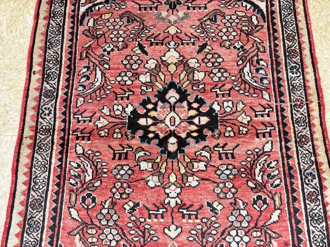 Persian Lilihan Hand-Knotted Wool Rug, Red Tribal, 3'6" x 4'10" - 5
