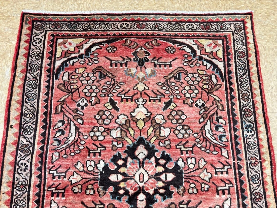 Persian Lilihan Hand-Knotted Wool Rug, Red Tribal, 3'6" x 4'10" - 7